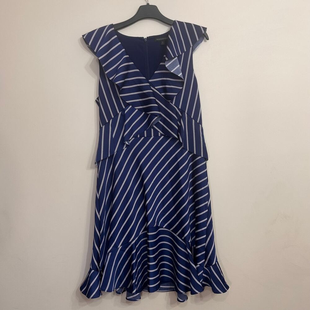 Banana Republic Navy Striped Ruffle Dress Size 8
